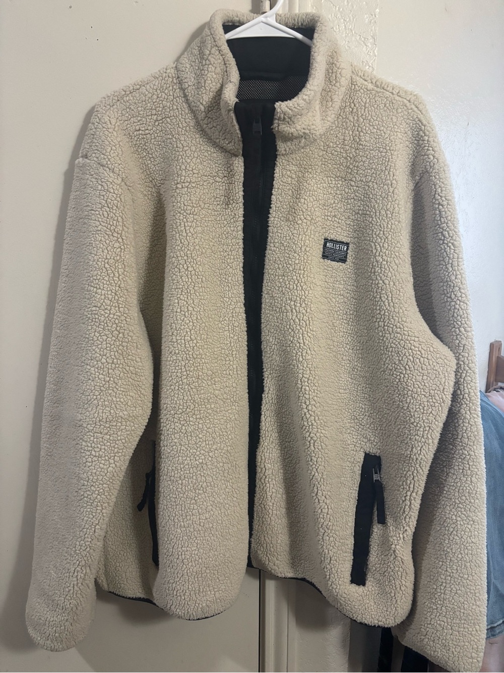 Hollister Womens Cream Sherpa Fleece Jacket